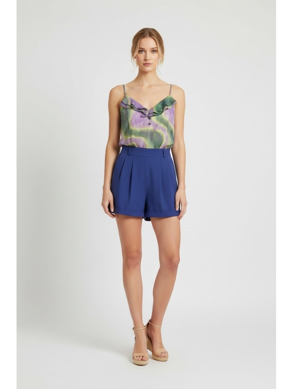 Ark & Co. Ruffle Abstract Wave Romper / Jumpsuit Set, Medium